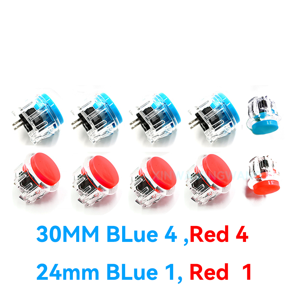 10 pçs 24mm 30mm botão interruptor de partida do jogo para copiar caixa sanwa máquina jogo arcade joystick console zero atraso placa diy: Azul marinho