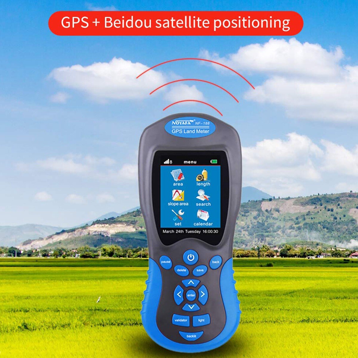 Noyafa nf -188 gps landmeter enhver jordplads og omkreds kan måles udendørs måleområde værktøj 0-999999.9 m eu stik: Default Title