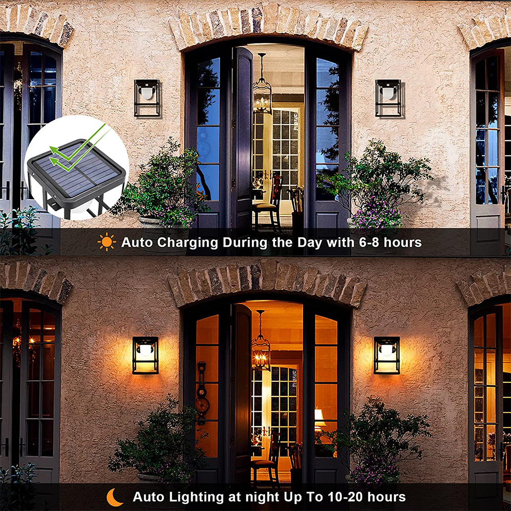 LITOM Solar LED Outdoor Light Waterproof Garden Decor Lamps for Balcony Courtyard Street Wall Light Garden Outdoor Solar Lamp