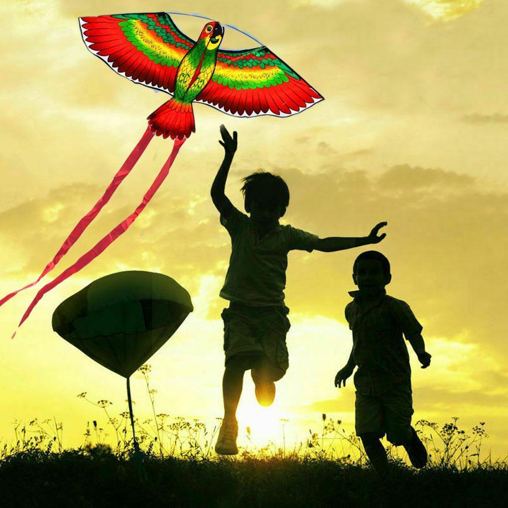 Cometa de loro para niños y adultos, cometas de poliéster, fácil de volar y Por S7u2, deportes divertidos al aire libre, salidas familiares, 1 unidad