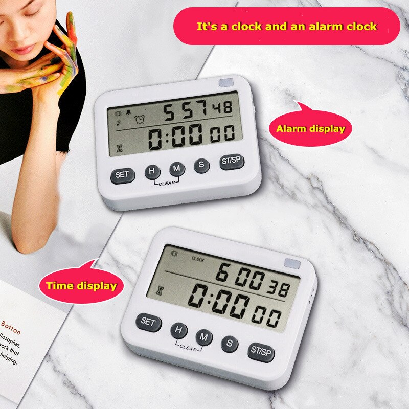 Timer reminder Timer can silent vibration dual-screen clock Kitchen baking timer