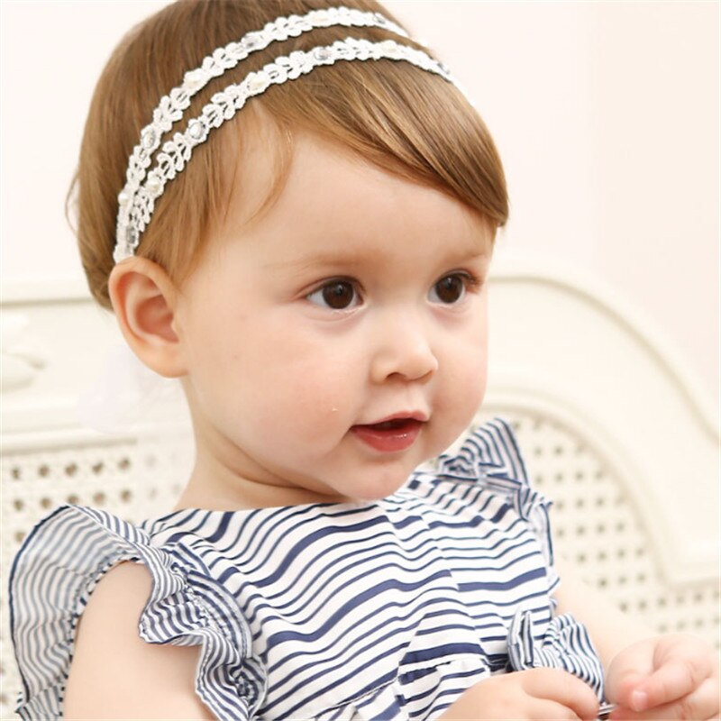 Vintage piger perle pandebånd vintage dåb pandebånd rhinestone baby hovedbeklædning baby hår tilbehør første fødselsdag kostume