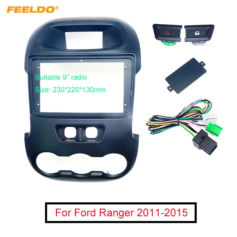 Feeldo bil auido radio 2 din fascia ramme adapter til ford ranger 9 "storskærm dashboard montering panel stel