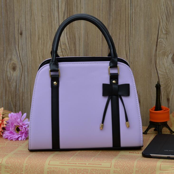 Casual lederen Vrouwelijke handtas strik schoudertas crossbody tassen voor vrouwen messenger bag Lady bolsa feminina: Paars
