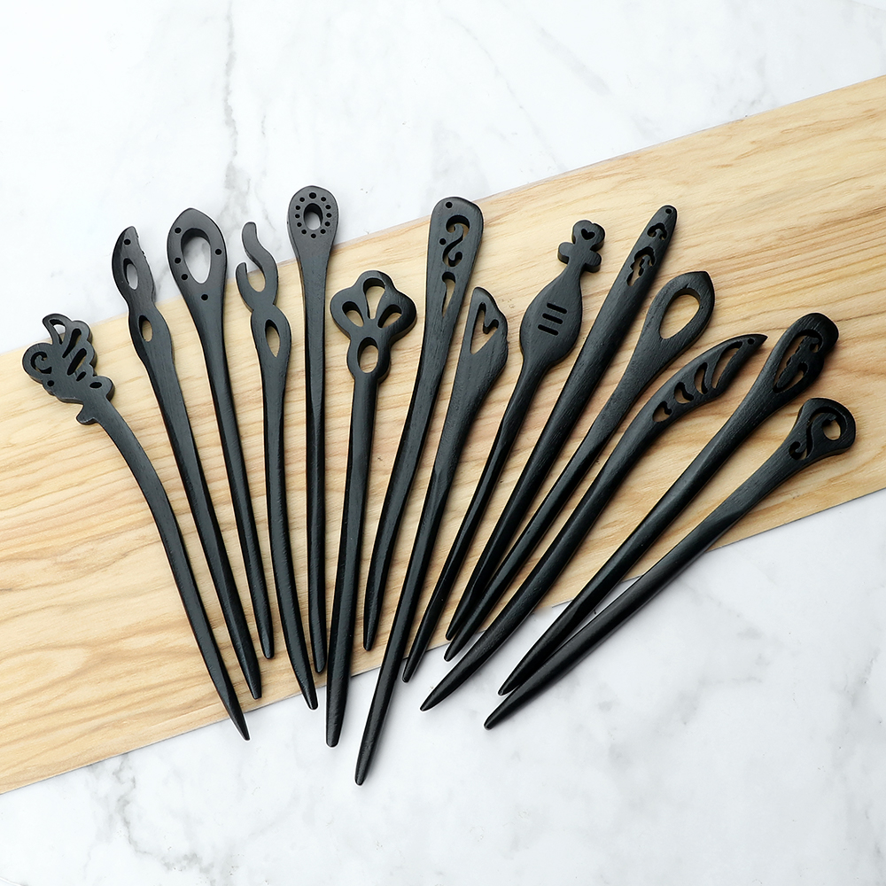 Bâton de cheveux chinois en bois, 16 styles, Hanfu traditionnel, fête, épingle à cheveux en bois sculpté à la main, couvre-chef pour femmes, accessoires de baguettes