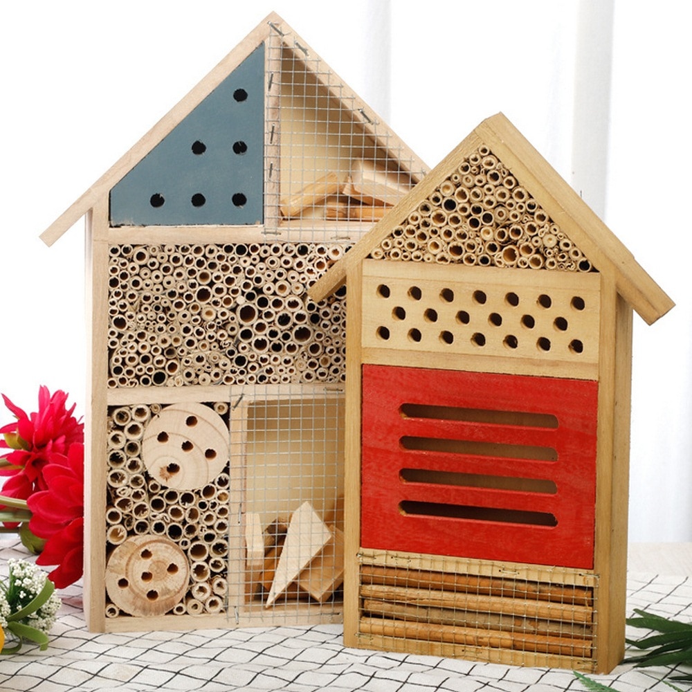 Insekt bi hus træ bi reder kasse bikube bug shelter rede boks insekt boks bihus honning værktøj haven dekoration