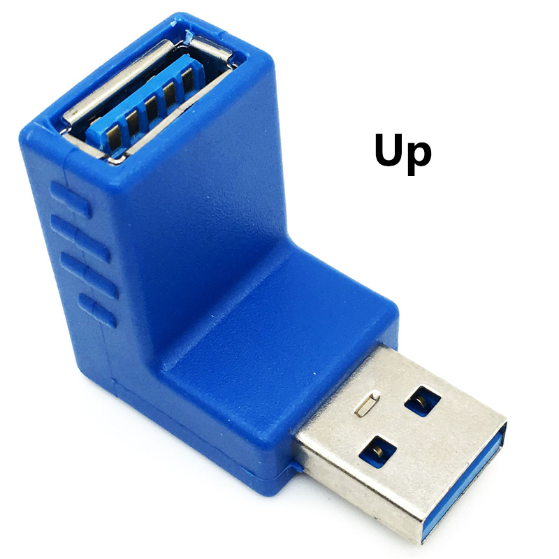 1 stücke 90 Grad Abgewinkelt USB 3.0 Männlichen zu Weiblichen Usb 3.0 Drucker adpater umwandlung kopf starten stecker Typ-c usb m/F micro-b stecker: Blau