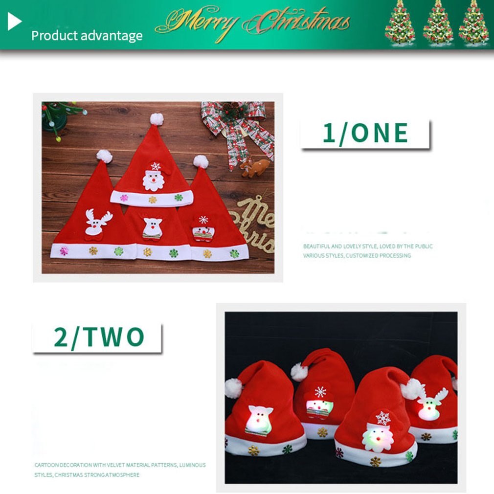 Kerstversiering pet volwassenen kinderen lichtgevende cartoon hoed hert kerstman hoed kerst