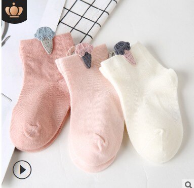 Une paire de bébé chaussettes infantile garçon fille dessin animé coton mignon chaussettes 3D dessin animé bouton chaussettes couleur bonbon couleur aléatoire: 4