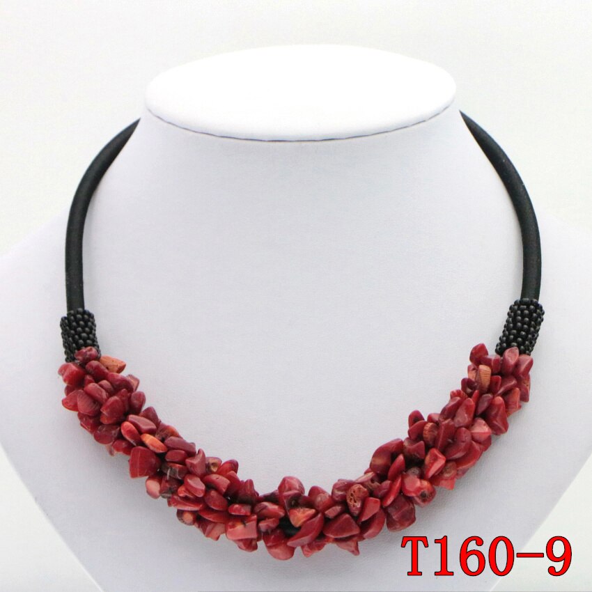 WUBIANLU 13 Styles Natural Spar Coral Tourmaline Lapis Lazuli Agates Aventurine Chokers Necklaces For Women Costume Jewelry: T160-9