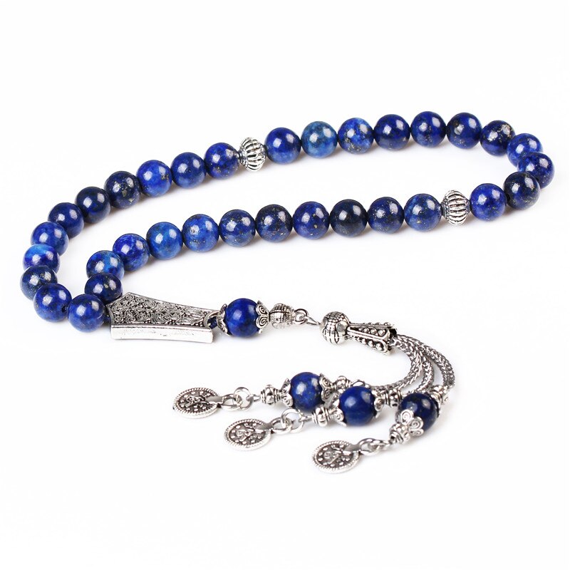Losheren lapis lazuli stenen kralen 33 islamitische rozenkrans moslim tasbih allah kralen man armband ramadan 8mm tesbih