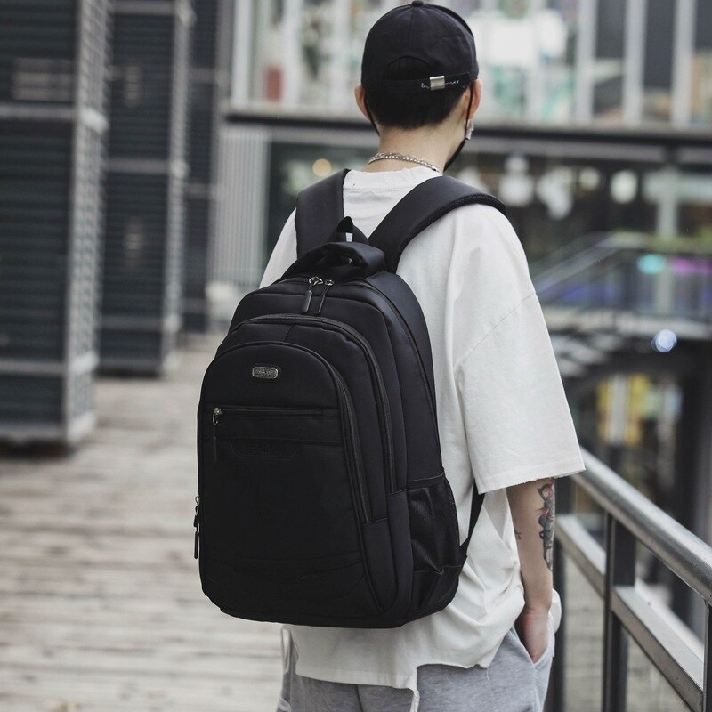 Chłopcy plecak szkolne torby dla nastolatków mężczyźni plecak student czarny nylon o dużej pojemności młodzież zwykły Szkoła Wyższa styl Bagpack duża: czarny