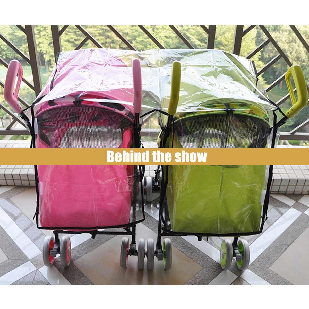 Regenhoes Wandelwagen Bescherming Twins baby Waterdichte Trolley Met Dubbele Zitten Side by Side Wandelwagen Accessoires