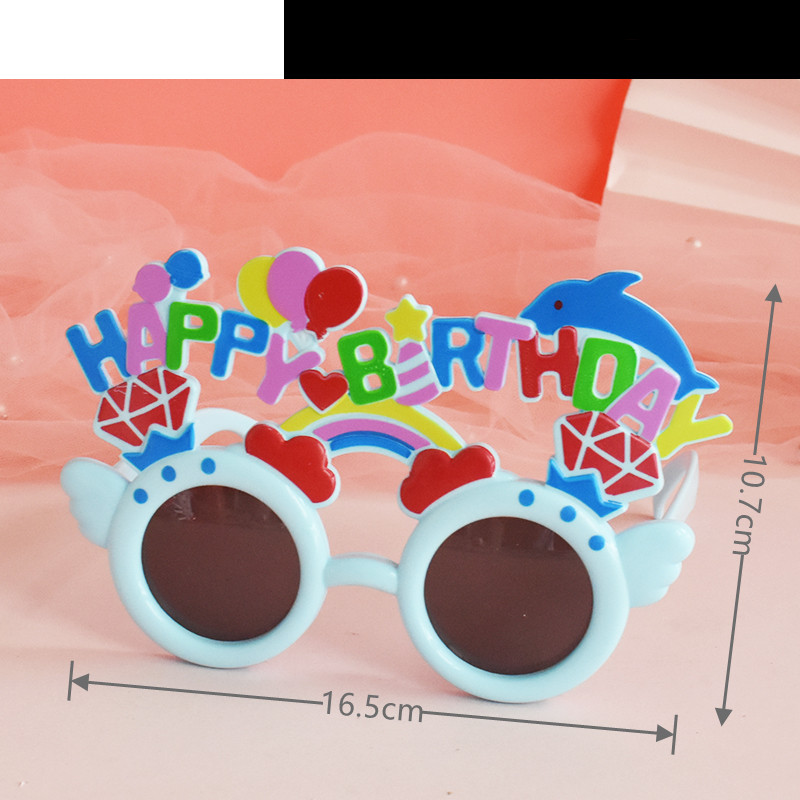 Grappige Verjaardag Bril Dolfijn Ballon Creatieve Kinderen Happy Birthday Party Cake Decoratie Plug-In Taart Jurk Up Ornamenten: 10