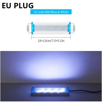 Super Slim LEDs Aquarium Lighting Aquatic Plant Grow Light 18-75CM Extensible Waterproof Bright Clip Blue Lamp Fish Tank 90-260V: Blue