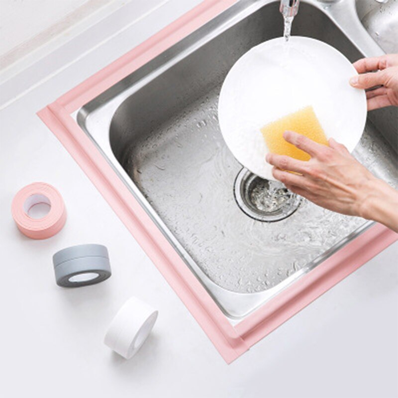 Badeværelse køkken 3.8m bruser håndvask badekar tætningsbånd tape pvc selvklæbende vandtæt wallsticker vask kant fugebånd tape