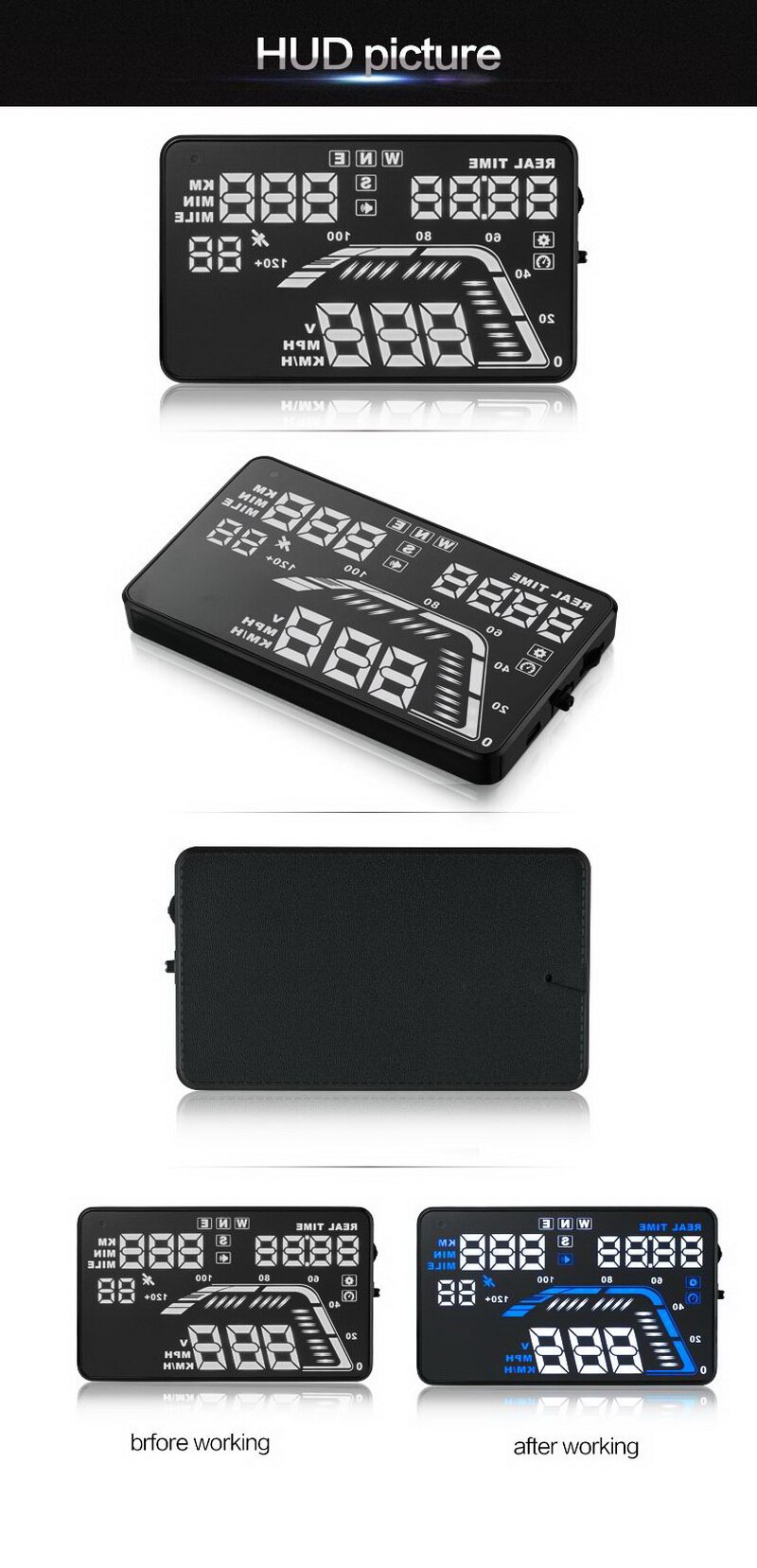 5.5 inch HD Q7 Universal Windshield Projector car head up display with GPS Overspeed Warning Multi-color Auto HUD display