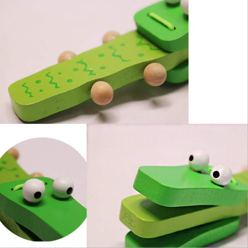 Krokodil Vorm Houten Castanet Baby Muziekinstrument Cartoon Baby Musical Instrument Educatief Speelgoed Rammelaar Speelgoed