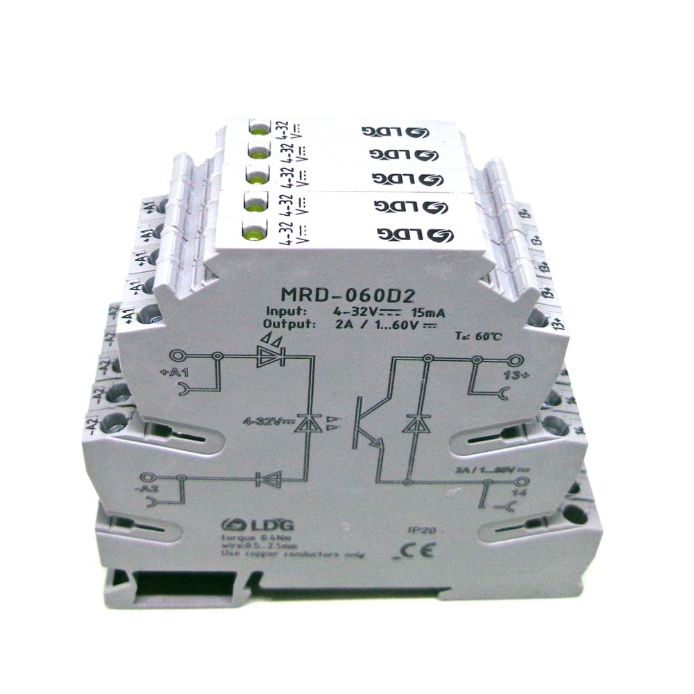 5 stk mrd -060 d 2 innovativ ledet-indikasjon 2a inngang : 5v 12v 24v likestrøm ssr fast sate relégrensesnitt din skinne relémodulbryter