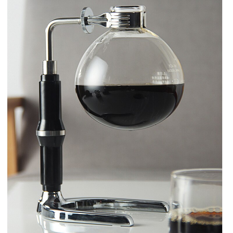 3/5Cups Siphon Coffee Maker Home Vacuum Glass Manual Siphon Coffe Pot with Alcohol Burner Tabletop Syphon Tea Pot Coffee Brewer
