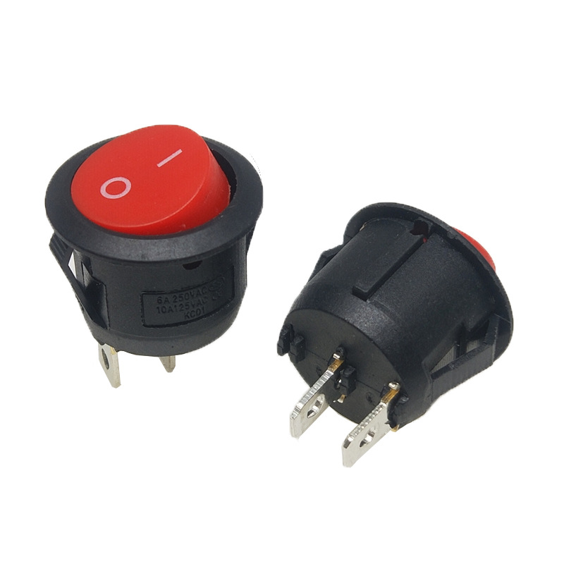 5/10pcs Round Rocker Power Switch 6A 250V AC 2 Pin 2 Position ON/Off Power Boat Switches SPST Black Button Mini Round Black Red: 3XL / Red