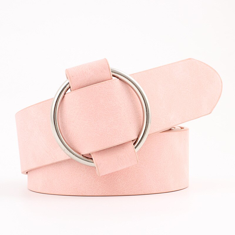 womens round casual ladies belts for jeans Modeling belts without buckles leather belt cinturon mujer: Pink
