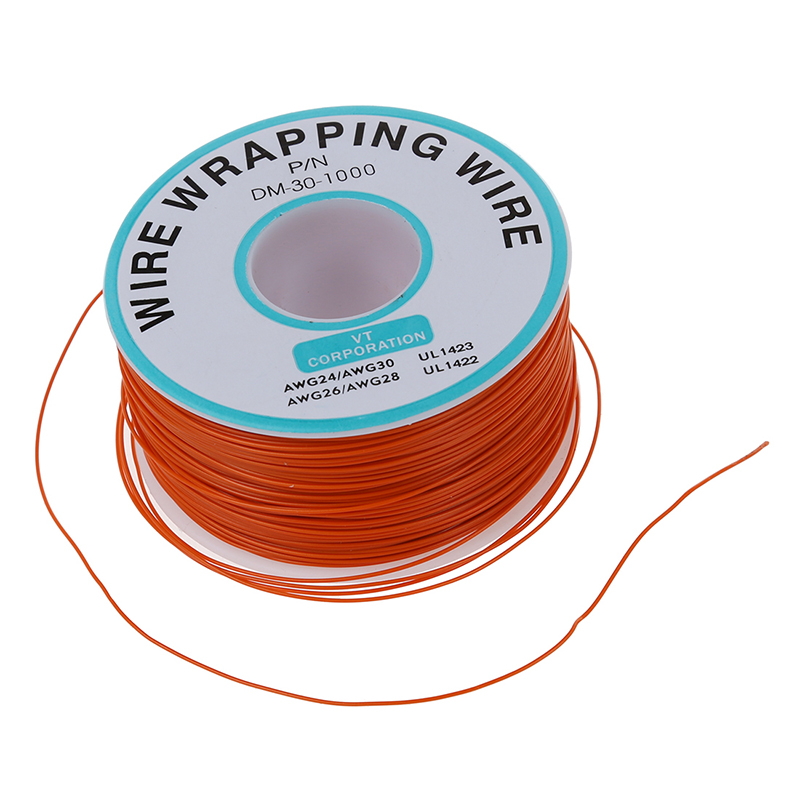 PCB Solder Orange Flexible 0.5mm Outside Dia 30AWG Wire Wrapping Wrap 1000Ft