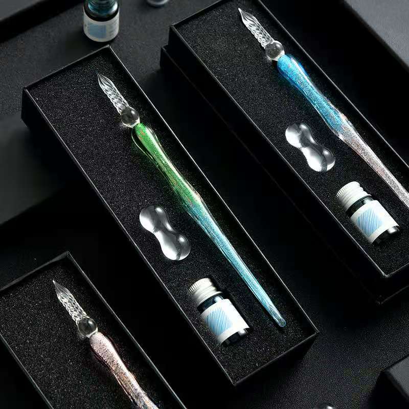 Quicksand Gradient Colour Glass Dip Pen 16 Style Student Stationery School Supplies Writing Printing Fountain Pen School