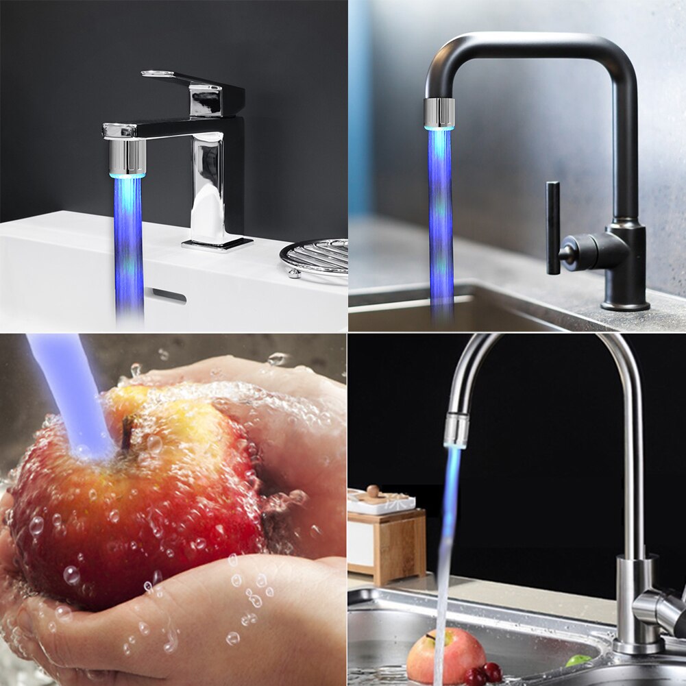 Led Kraan Lamp Met Rgb Licht Temperatuur Sensor Glow Shower Streamen Led Kraan Water Keuken Badkamer Lichtgevende 3 Kleur Tap