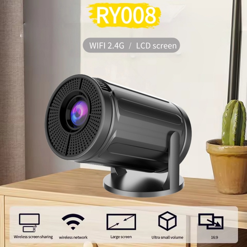 Neuer 1280 x 720P RY008 LED Mini HD tragbarer Projektor Hohe Helligkeit 2 4G WIFI Heimkino-Projektor für Filme
