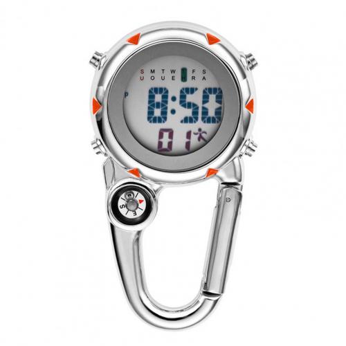 Digital mosquetón Clip de relojes luminosa Anti-arañazos precisa mochila cinturón al aire libre Brújula de deporte en el reloj para escalada al aire libre: Naranja