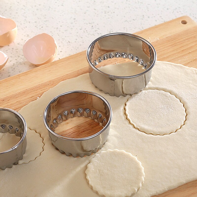 Herramienta de corte de masa en forma de flor/redonda, cortador de bolas de masa de acero inoxidable, moldes portátiles, utensilios de cocina, 3 piezas