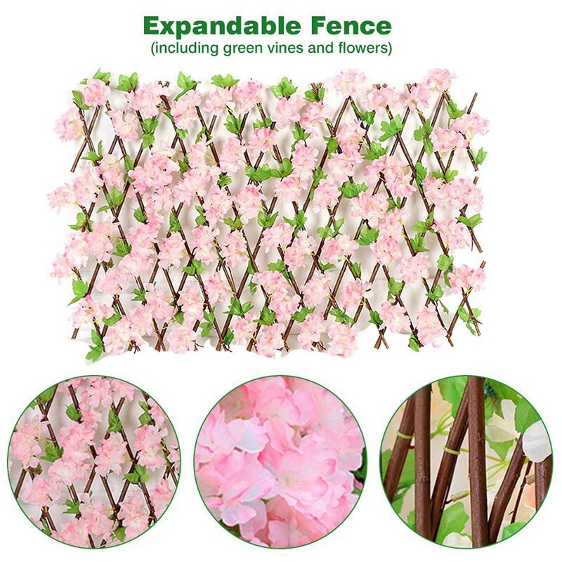 Haven hegn pil træ hæk med kunstige blomster blade haven dekoration sning ekspanderende trellis