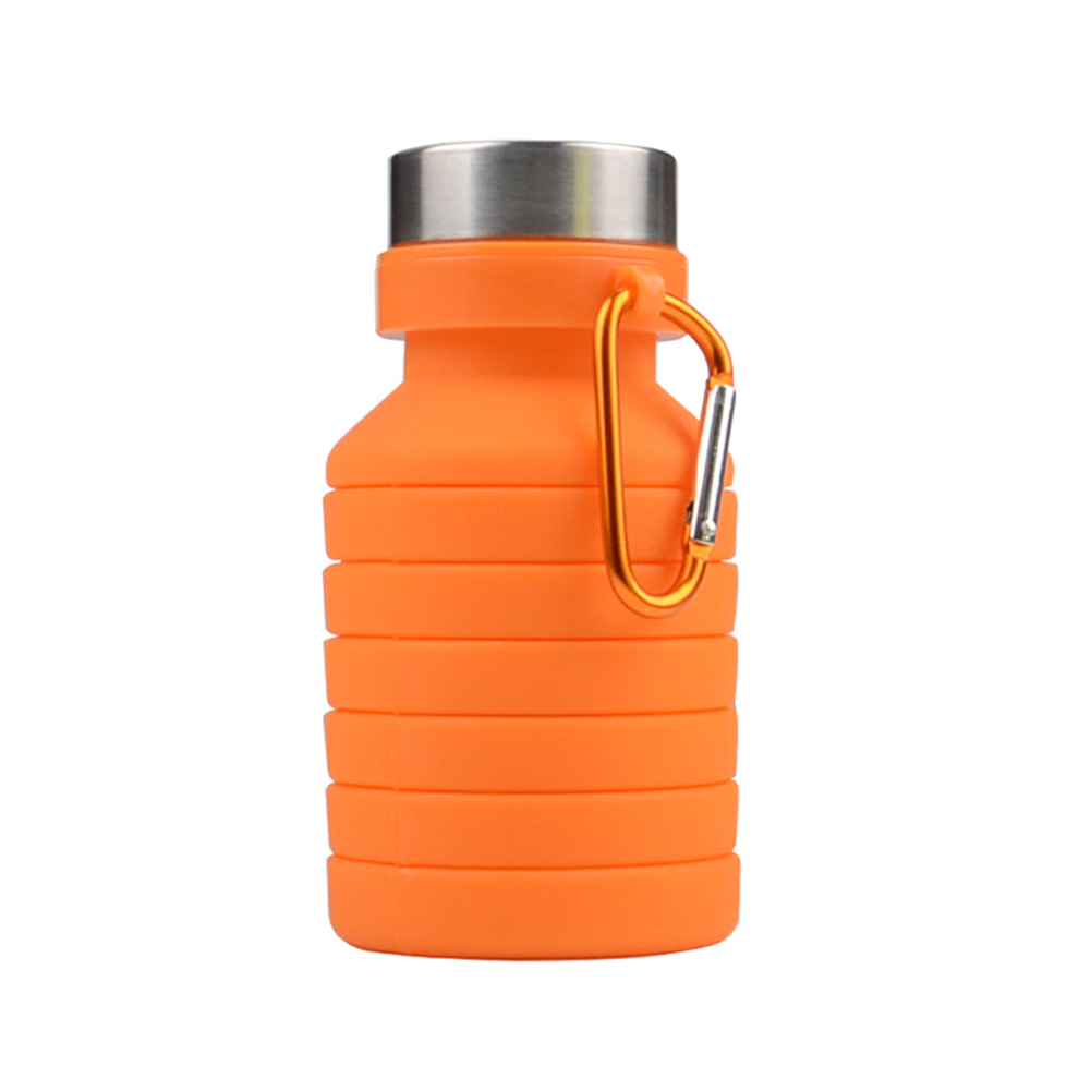 550ml silikone foldbar kaffekop drikkeflaske udendørs rejse sammenklappelig kop  h99f: Orange