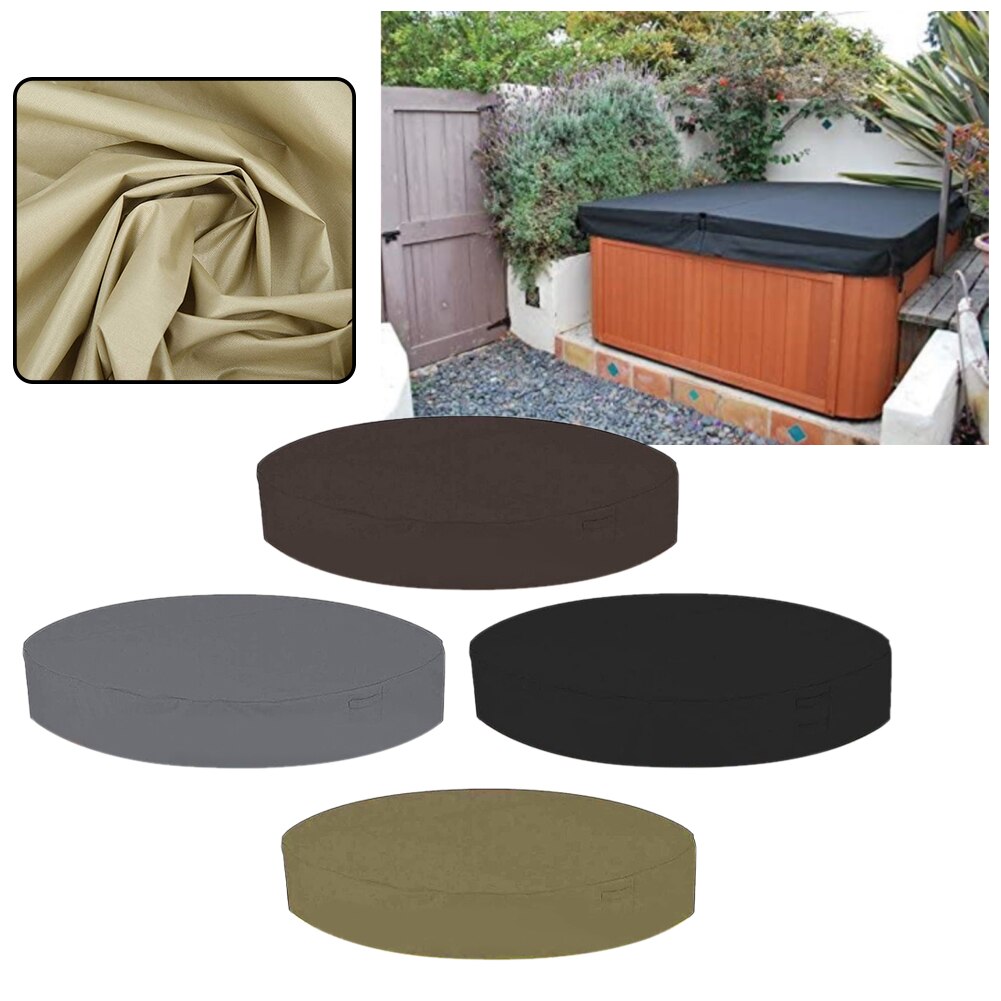 Round Solid Tub Cover Protector Anti UV Outdoor Spa Foldable Shade Elastic Bottom Weather Resistant Portable Waterproof