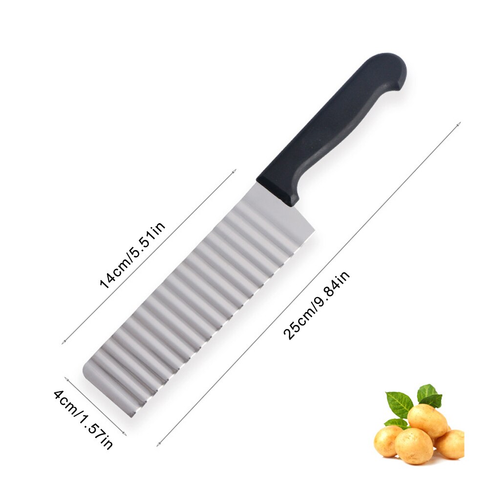 Stainless Steel Potato Chip Slicer Dough Vegetable Fruit Crinkle Wavy Slicer Knife Potato Cutter Chopper French Fry Maker Tools