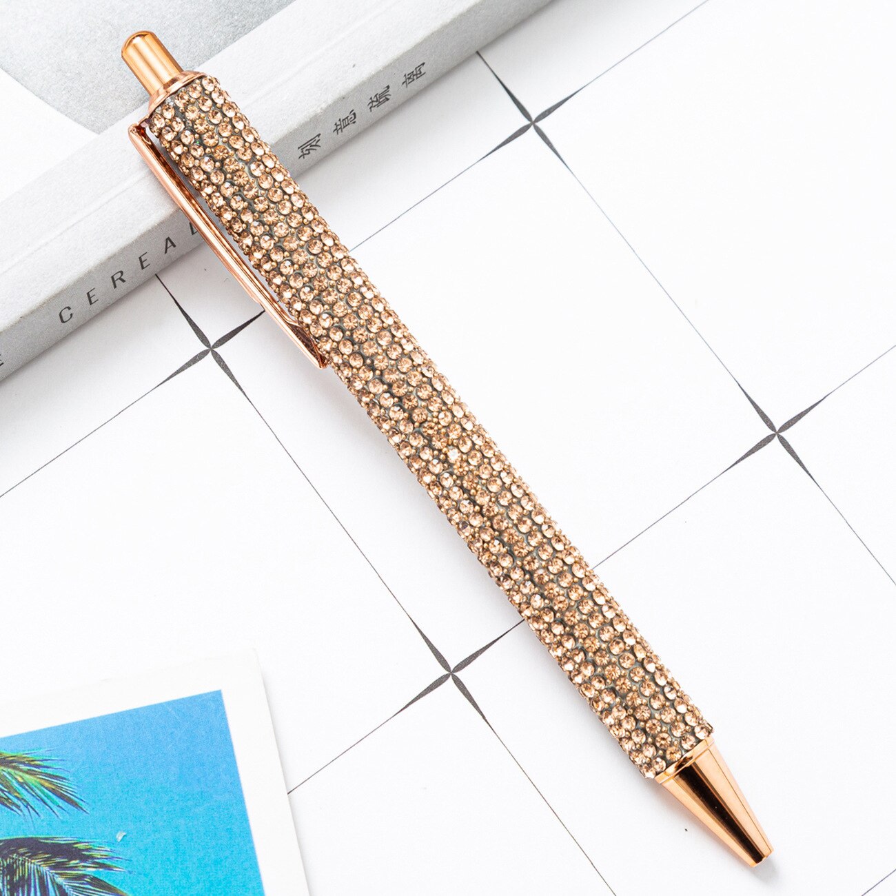 1 Piece Lytwtw's Ballpoint Pen Luxury Rhinestone Cute Wedding Rose Gold Metal Stationery School Office Supply Pens: G