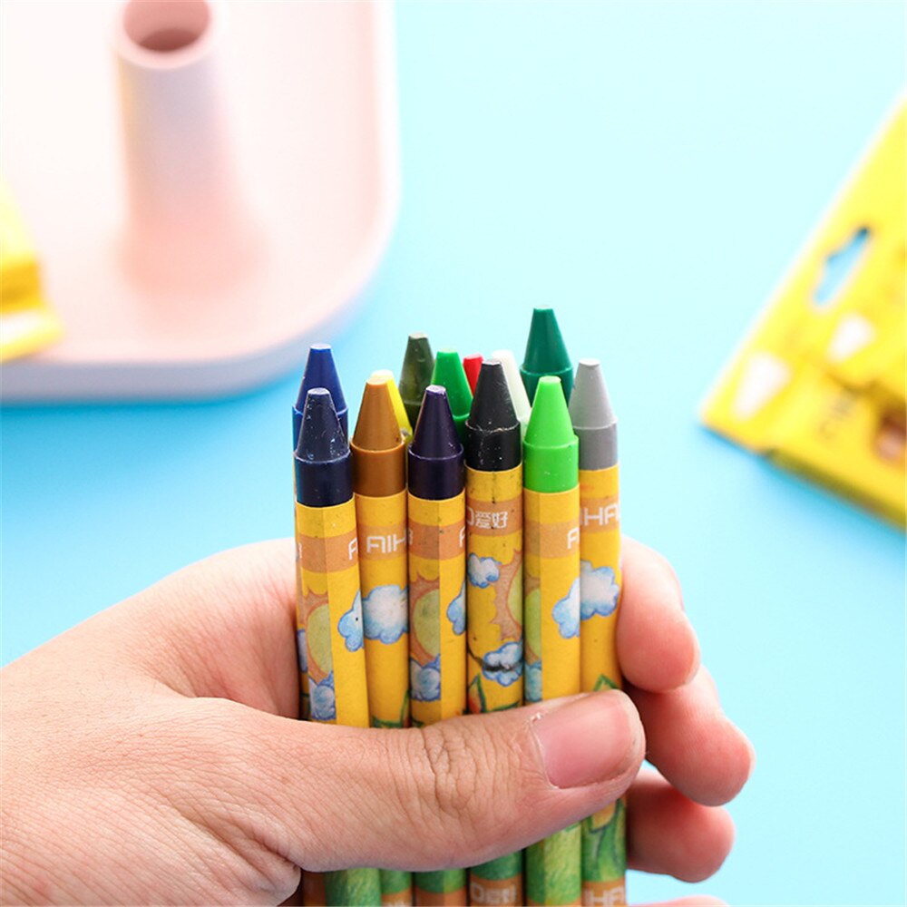 8/12/24 Colors Non-Toxic Wax Crayon Set Graffiti Pens Pastel Pens Painting Drawing Highlighters Kids Art Supplies