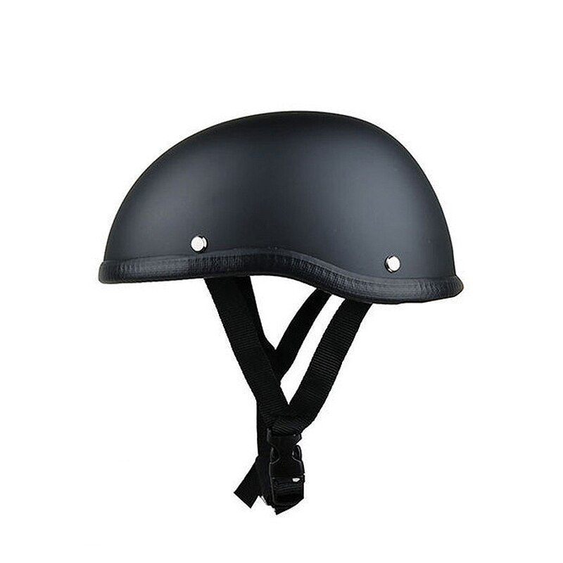 Skull cap motorcykel hjelm vintage halv ansigt hjelm retro tysk stil chopper cruiser: Sort