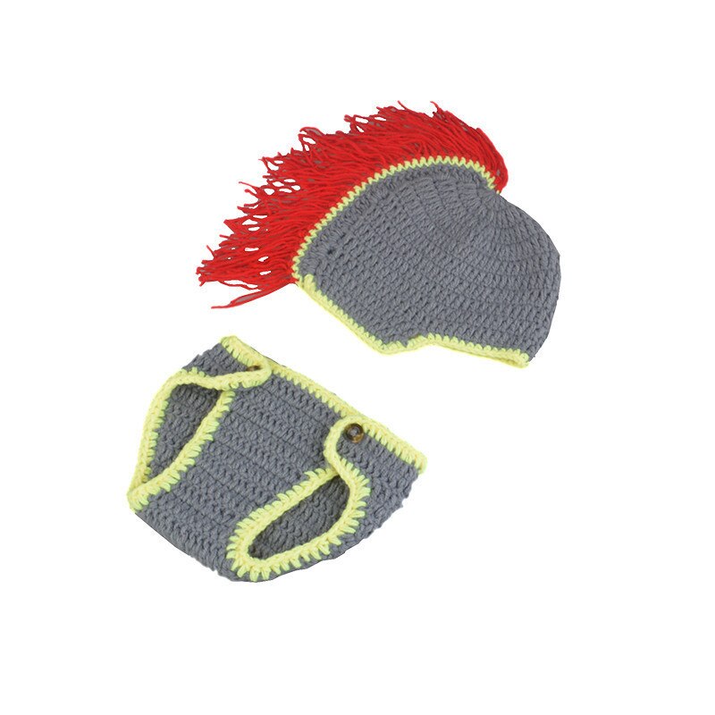 Kledingset voor kleine jongens met ridderpatroon, gehaakte babymuts en luier, pasgeboren fotografie, fotografische rekwisieten, babykleding voor een chique feest