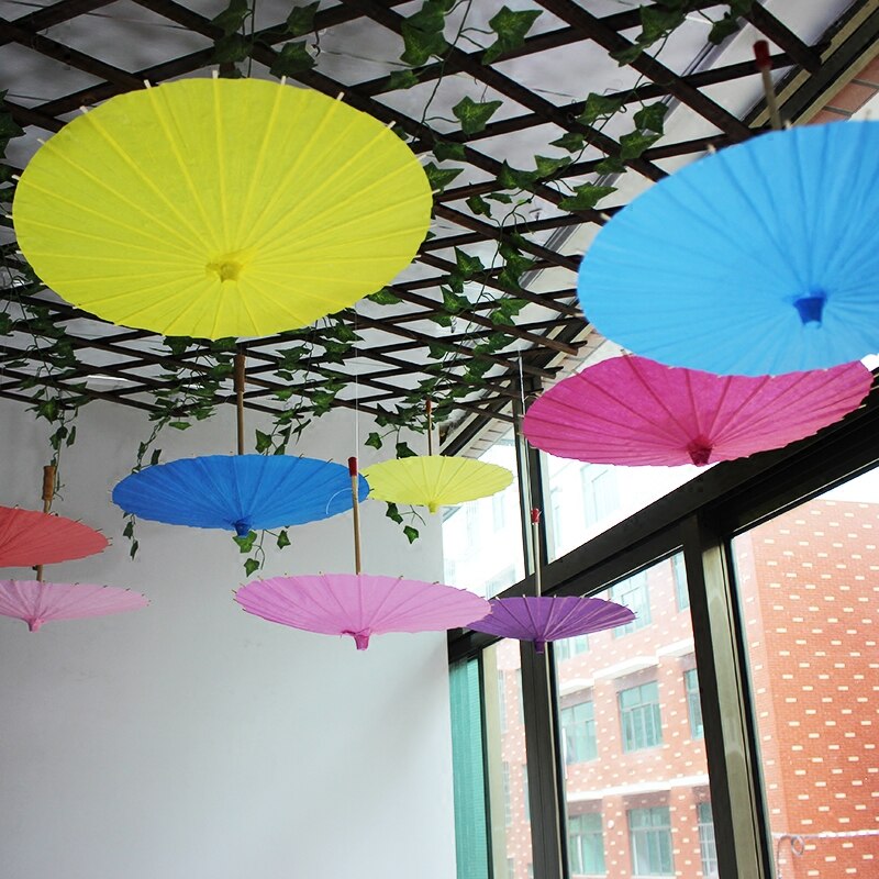 Sombrilla de papel de color chino para baile tradicional de China, paraguas de papel blanco DIY, pintura a mano, suministros de , 40CM, 1 Uds.