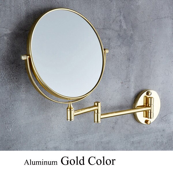 8&quot; Round Magnifying Mirror Double Side 3x to 1x Bathroom Make Up Mirror Wall Mount 3D71921: Alumium Gold