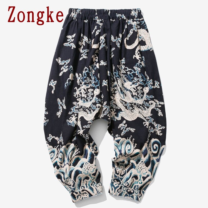 Zongke Dragon Pattern Pants Men Joggers Trousers Men Pants Streetwear Sweatpants Harem Pants Men Trousers XXXL 2022 Spring