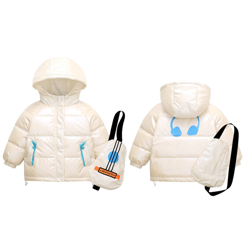 Chaqueta gruesa de plumón de pato para niño y niña, abrigo de plumón de pato blanco, Parka con cremallera, ropa de invierno,: Blanco / 100cm