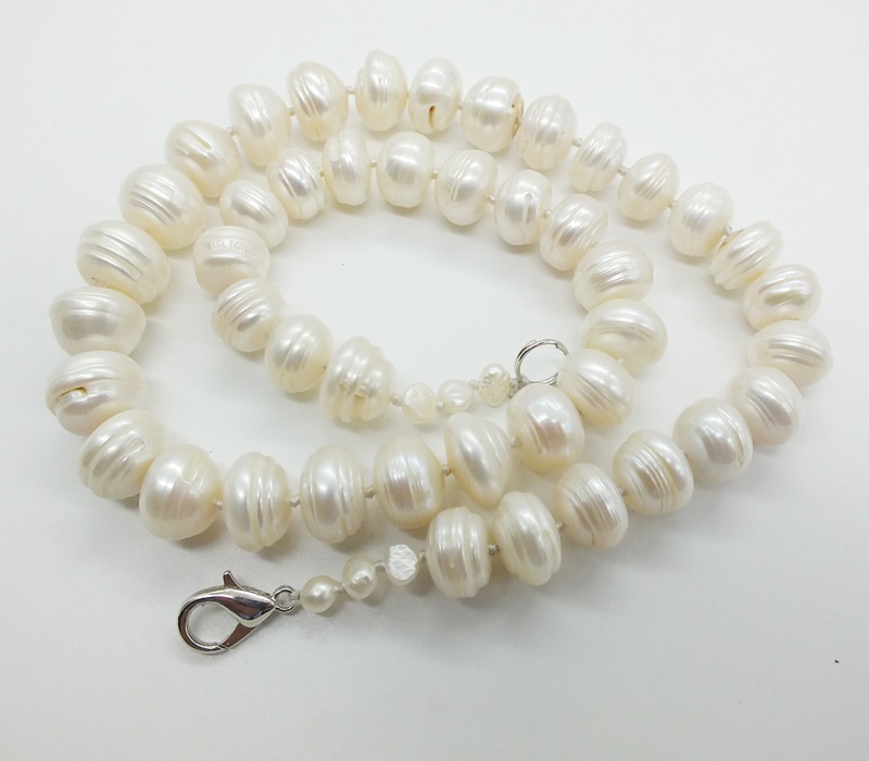 Freshwater pearls, black/white pearl necklace, huge Baroque pearls 12-14MM 18 inches.