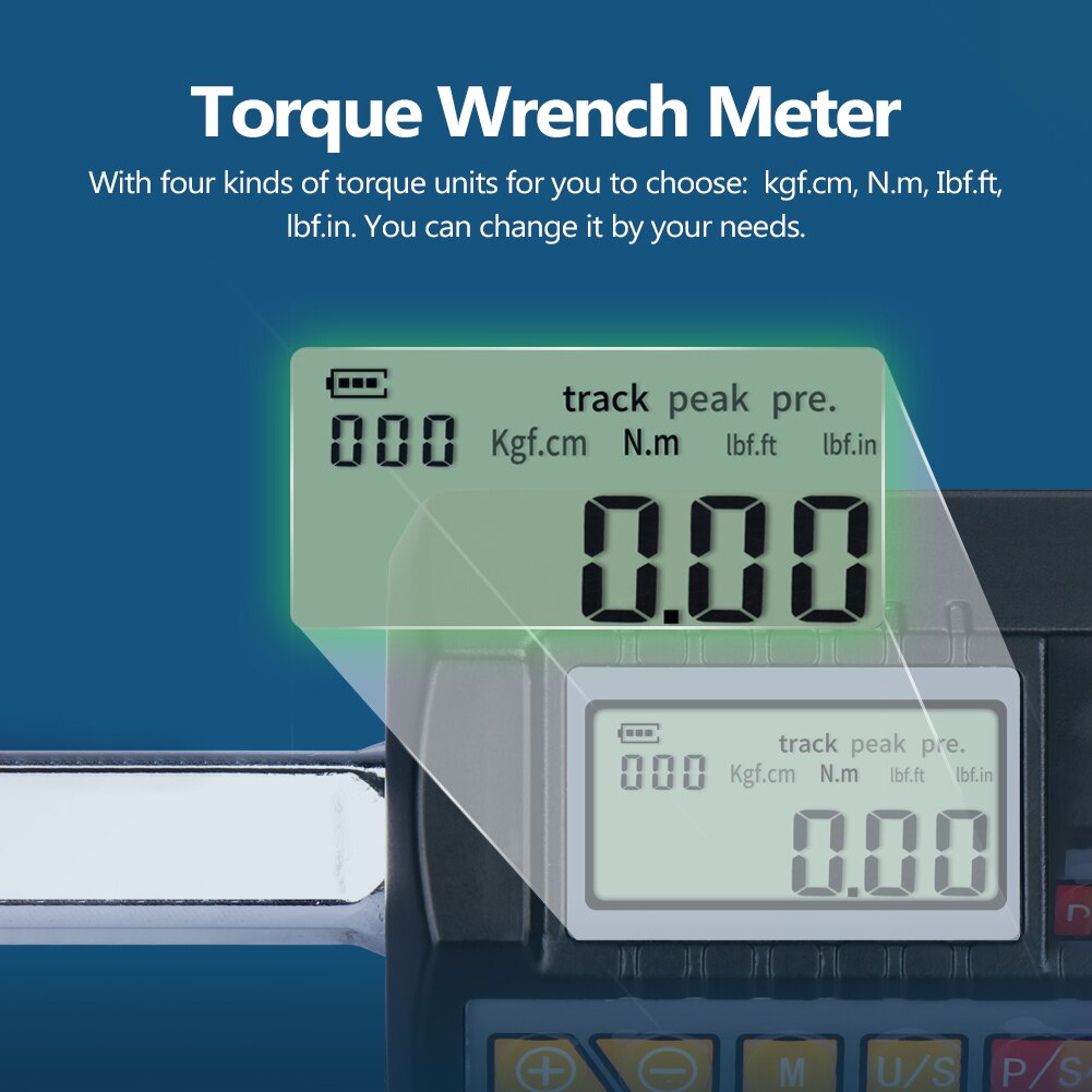 LCD Display Screen 1/2 1/4 3/8inch Digital Torque Wrench Meter Electronic Torque Meter Utility Car Repairing Tool