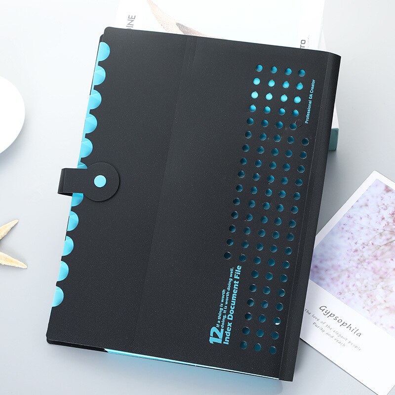 Waterproof A4 File folders13 pockets Expanding file Document Bag Pouch Bill Folder Holder Organizer file holder file organizer: Blue