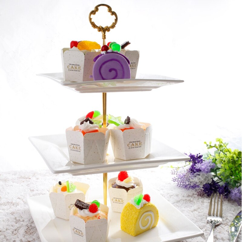 3 Tier Cake Display Stand Hardware Crown Metal Fitting Party Tray Cake Food Dessert Rack Cake Holder for Kitchen Home No Plate
