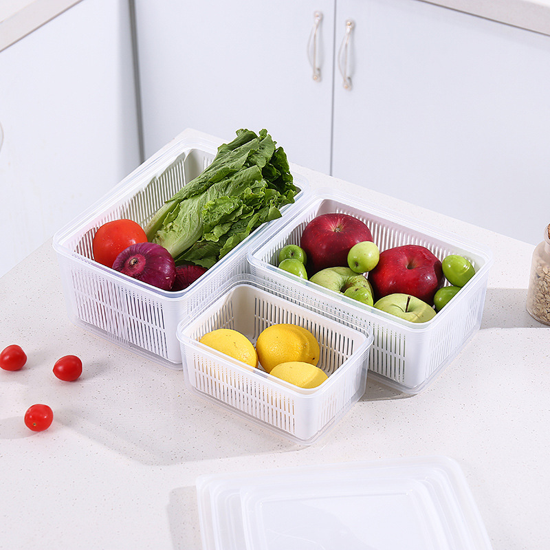 Bac à légumes et fruits en plastique avec lèvre, boîte de rangement de cuisine, réfrigérateur, conserve la fraîcheur, bac à légumes et fruits, bac à légumes