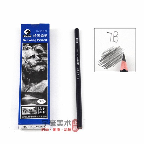 12 PCS Maries Schets Potlood 2B 4B 6B 8B 10B 14B Schilderij Tekening Potlood Creatieve Potloden: 7B